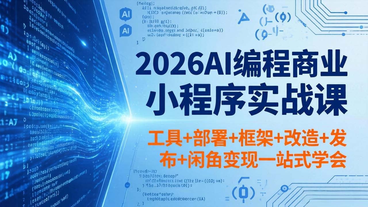 （18293期）2026AI编程商业小程序实战课，工具+部署+框架+改造+发布+闲鱼变现一站式学会网创吧-网创项目资源站-副业项目-创业项目-搞钱项目网创吧