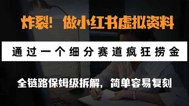 （21206期）炸裂！做小红书虚拟资料，通过一个细分赛道疯狂捞金，全链路保姆级拆解，简单容易复刻-网创项目资源站-副业项目_创业项目_搞钱项目_网创项目资源平台