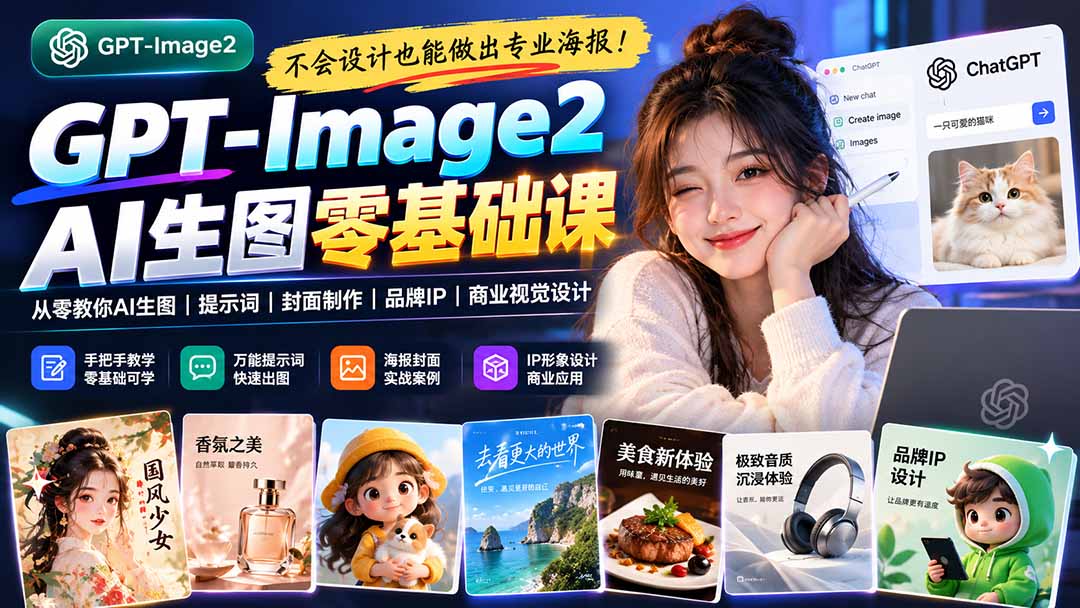 (20944期)不会设计也能做出专业海报!GPT-Image2从零教你AI生图、提示词、封面制作、品牌IP与商业视觉设计-网创项目资源站-副业项目_创业项目_搞钱项目_网创项目资源平台