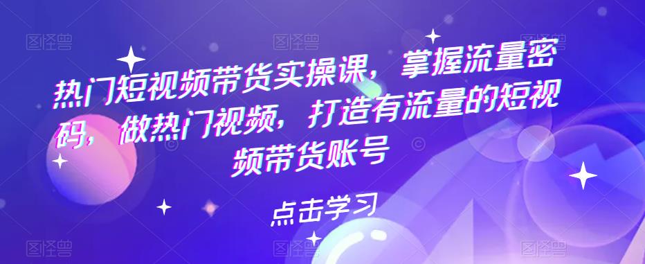 (5773期)热门短视频带货实战 掌握流量密码 做热门视频 打造有流量的短视频带货账号网创吧-网创项目资源站-副业项目-创业项目-搞钱项目网创吧