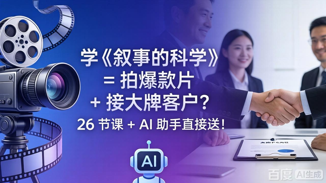 (18302期)学《叙事的科学》= 拍爆款片 + 接大牌客户?26 节课 + AI 助手直接送!
