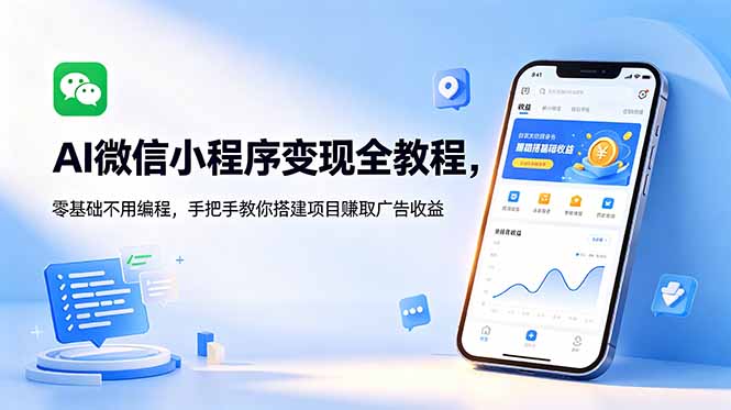 (18773期)AI微信小程序变现全教程,零基础不用编程,手把手教你搭建项目赚取广告收益