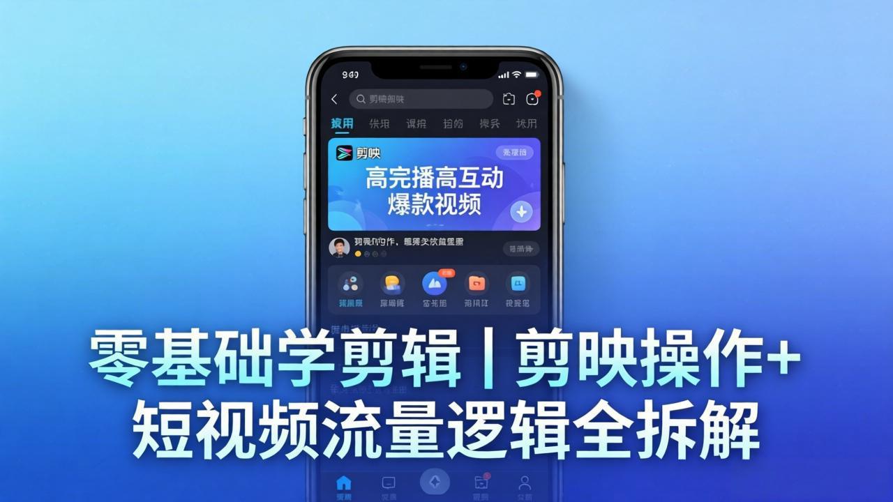 (18117期) 【零基础学剪辑】剪映操作+短视频流量逻辑全拆解|手把手教你剪出高完播高互动爆款视频网创吧-网创项目资源站-副业项目-创业项目-搞钱项目网创吧
