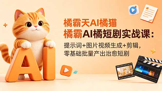 (18542期)橘霸天AI橘猫短剧实战课:提示词+图片视频生成+剪辑,零基础批量产出治愈短剧网创吧-网创项目资源站-副业项目-创业项目-搞钱项目网创吧