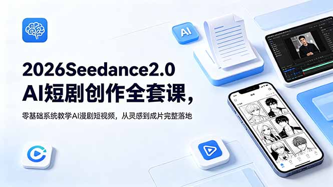 (18958期)2026Seedance2.0AI短剧创作全套课,零基础系统教学AI漫剧短视频,从灵感到成片完整落地网创吧-网创项目资源站-副业项目-创业项目-搞钱项目网创吧