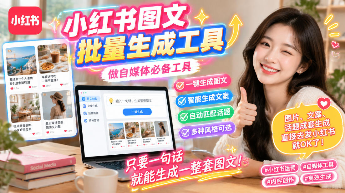 （20300期）小红书图文批量生成工具，话题、文案、配图一键生成，直接发布，做自媒体必备工具网创吧-网创项目资源站-副业项目-创业项目-搞钱项目网创吧