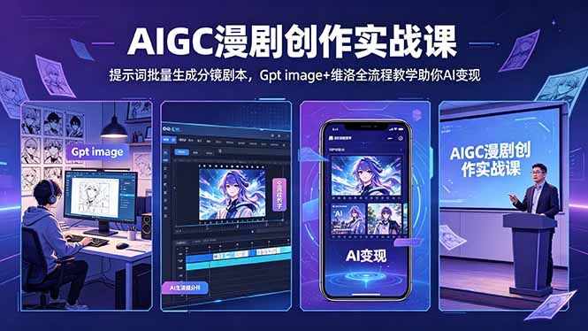 (18482期)AIGC漫剧创作实战课-更新5月16,提示词批量生成分镜剧本,Gpt image+维洛全流程教学助你AI变现网创吧-网创项目资源站-副业项目-创业项目-搞钱项目网创吧