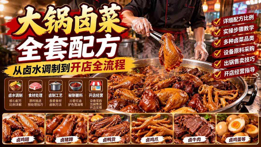 （21232期）大锅卤菜全套配方，从卤水调制到开店全流程，感觉学会了去摆摊也不错-网创项目资源站-副业项目_创业项目_搞钱项目_网创项目资源平台