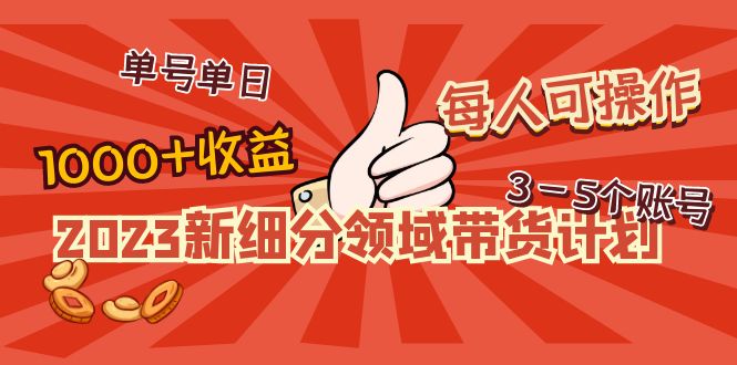 （4827期）2023新细分领域带货计划：单号单日1000+收益不难，每人可操作3-5个账号网创吧-网创项目资源站-副业项目-创业项目-搞钱项目网创吧