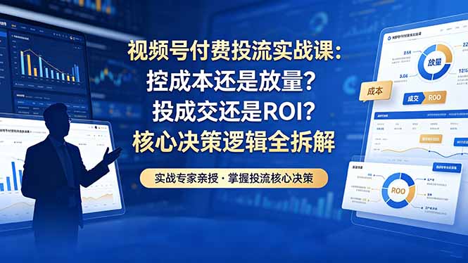 （18462期）视频号付费投流实战课-5月：控成本还是放量？投成交还是ROI？核心决策逻辑全拆解网创吧-网创项目资源站-副业项目-创业项目-搞钱项目网创吧