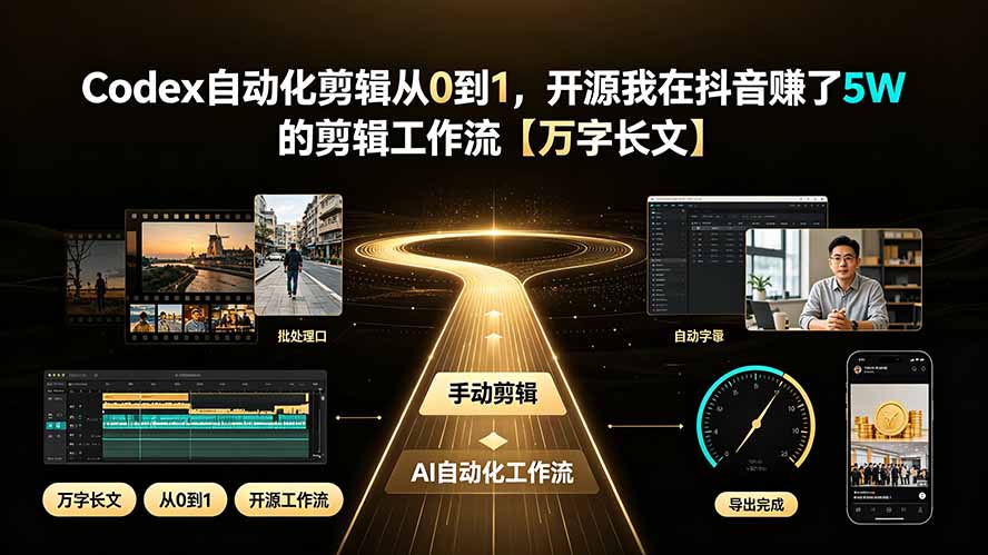 (19504期)Codex自动化剪辑从0到1,开源我在抖音赚了5W 的剪辑工作流【万字长文】