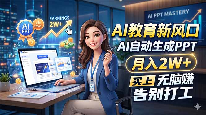 （18330期）AI教育新风口，AI自动生成PPT，月入2W+，无脑赚，告别打工网创吧-网创项目资源站-副业项目-创业项目-搞钱项目网创吧