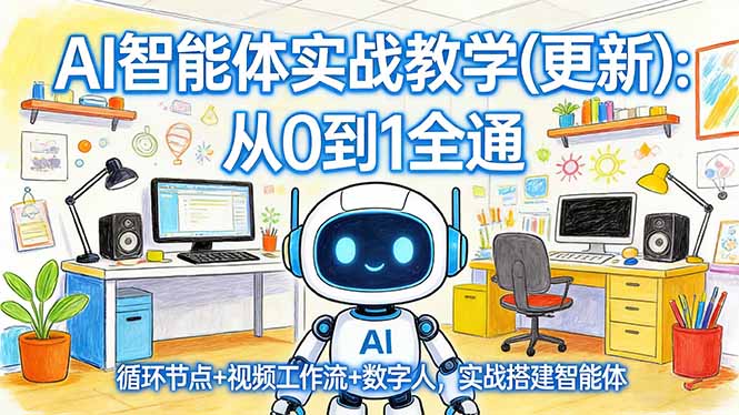 (17726期)AI智能体实战教学(更新):从0到1全通,循环节点+视频工作流+数字人,实战搭建智能体