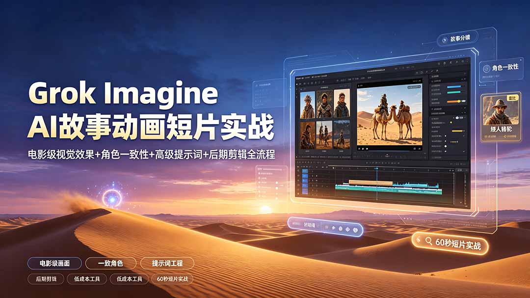 （19305期）Grok Imagine AI故事动画短片实战：电影级视觉效果+角色一致性+高级提示词+后期剪辑全流程网创吧-网创项目资源站-副业项目-创业项目-搞钱项目网创吧