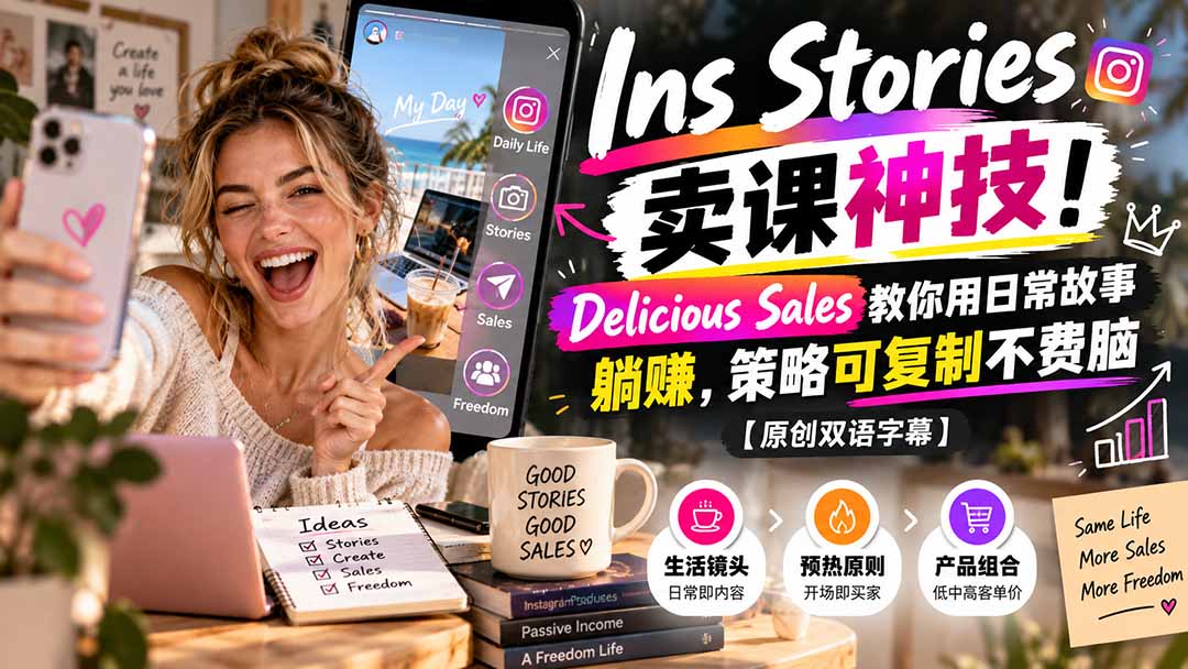 (20767期)Ins Stories 卖课神技!Delicious Sales 教你用日常故事躺赚,策略可复制不费脑【原创双语字幕】网创库-网创项目资源站-副业项目-创业项目-搞钱项目网创吧