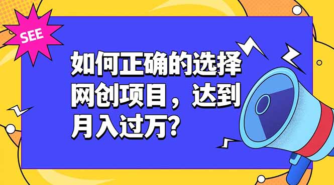 (19176期)如何正确的选择网创项目,达到月入过万?,本课程教你正确选择项目。